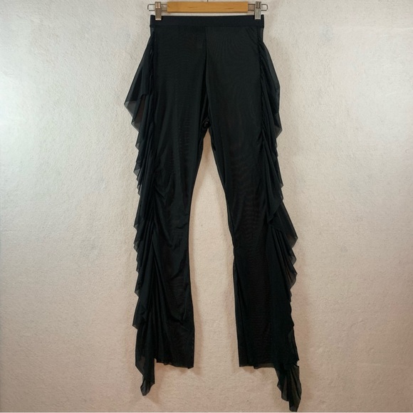 Pants - Sheer Mesh Pants Sz S Black Beachy Festival Moto‎ Boho Edgy Western